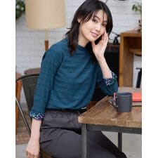 ジャカードボーダー七分袖Tシャツ