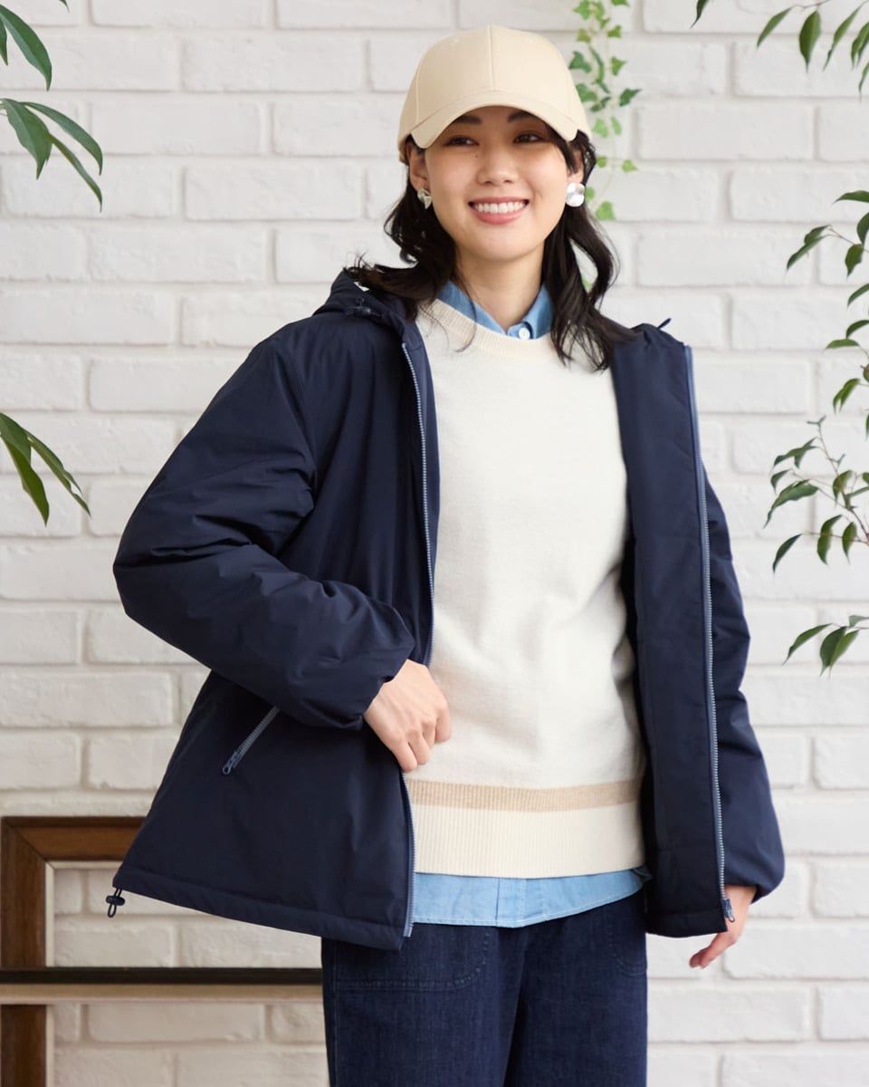 大きいサイズレディース】ビッグファスナー中綿ロングデザインコート