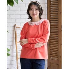 2WAY襟レース付カットソー