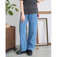 【大きいサイズ】綿麻ストレートデニム