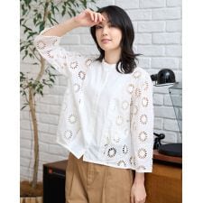 袖レースブラウス