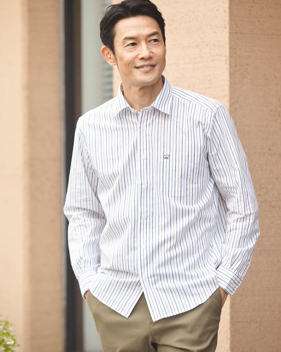 麻混ストライプシャツ | ゴールデンベア(GOLDENBEAR) | マルイウェブ