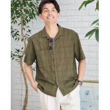 オープンカラー半袖シャツ