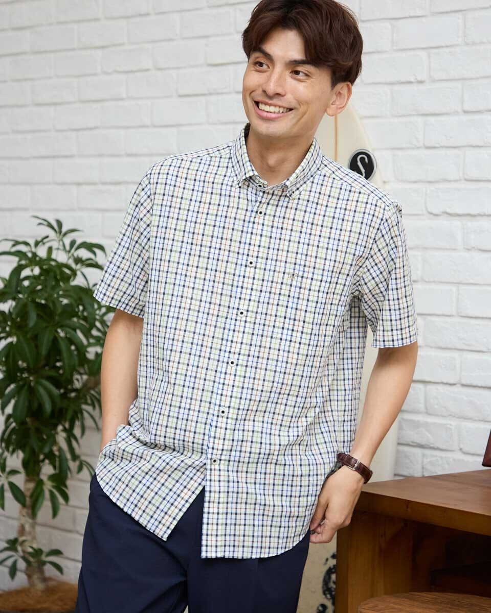 シンプルライフ・ LIBERTY FABRIC ボタンダウン 半袖 シャツ LIBERTY. リバティ ブラウス プリント 半袖 ボタンダウンシャツ