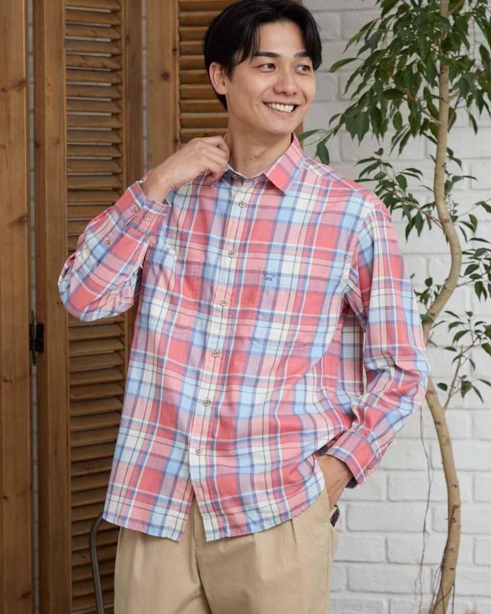 先染めチェックシャツ