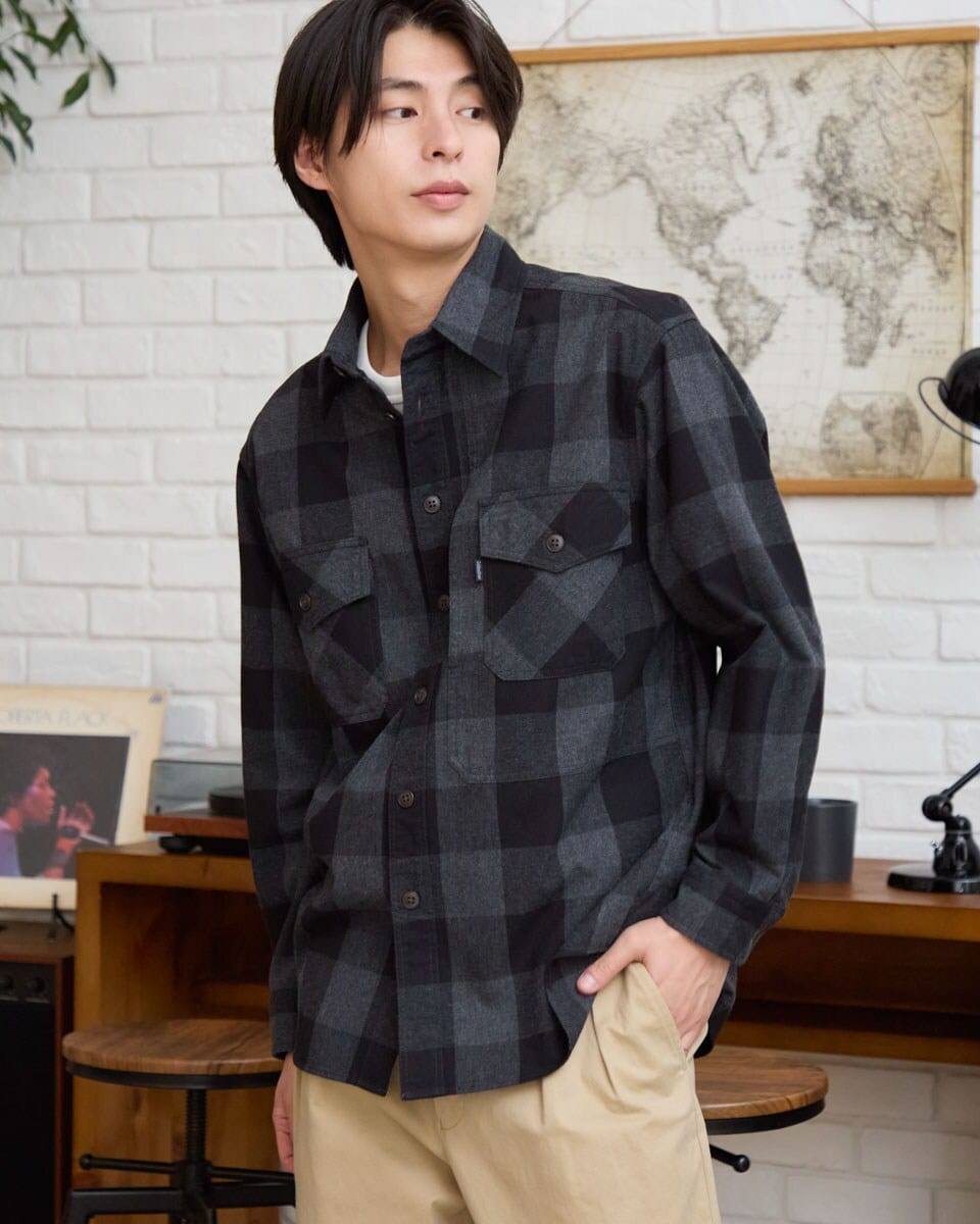 25S/S】ブラッシュ ストライプ ストレッチ 長袖シャツ | 5351プール