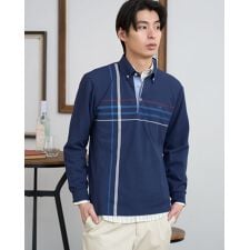 長袖チェックポロシャツ