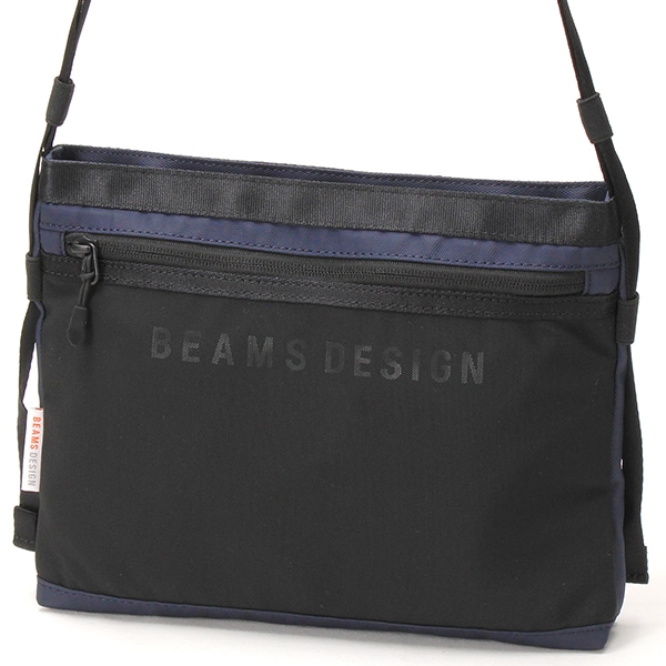 BEAMSビームスショルダーバックメッセンジャー黒ブラックメッシュY2Kテック系 ビームスデザイン ショルダ－バッグ ミニショルダー 横型 メンズ