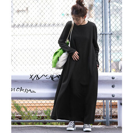 エンボス加工 長袖 Aラインロングワンピース 全2色 コカ Coca 46 01 ファッション通販 マルイウェブチャネル