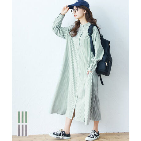 ストライプ柄 シャツワンピース 全2色 コカ Coca 16 04 ファッション通販 マルイウェブチャネル