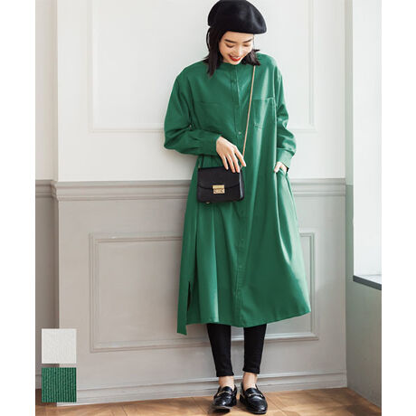 スタンドカラー シャツワンピース 全2色 コカ Coca 26 13 ファッション通販 マルイウェブチャネル