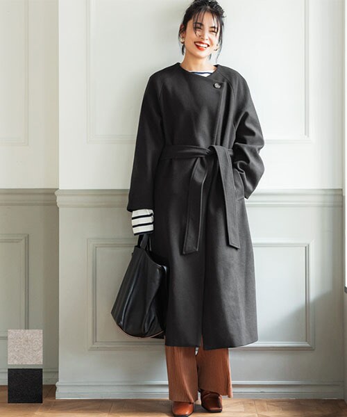 ウールタッチ ノーカラーロングコート 全2色 | コカ(coca) | マルイ