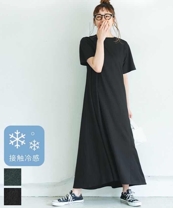 新品未開封＊【接触冷感】COOLレーヨン デザートロゴ ワンピース Cグレー 接触冷感】COOLレーヨンデザートロゴワンピース｜ジェラートピケ