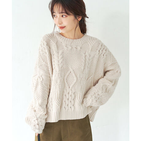 Web完売品ワッペンケーブルニットセットアップ （◇ハイネックケーブル  