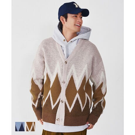 FRED PERRY ダイヤモンド柄カーディガン Lサイズ FRED PERRY フレッド 