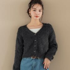 コカ(coca)のふんわりシャギーニットカーディガン 全4色