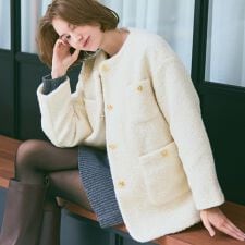 コカ(coca)の＼新色登場／ プードル金釦ノーカラーコート 全4色