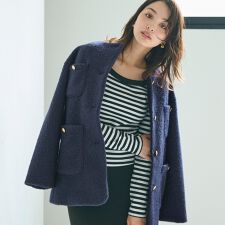 コカ(coca)の＼新色登場／ プードル金釦ノーカラーコート 全4色