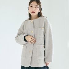 コカ(coca)の＼新色登場／ プードル金釦ノーカラーコート 全4色