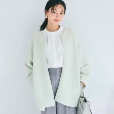 【セレモニー】バウンススウェットノーカラースプリングコート 全2色