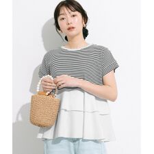 新色登場／ 異素材切り替え2段フリルTシャツ 全4色 | コカ(coca 