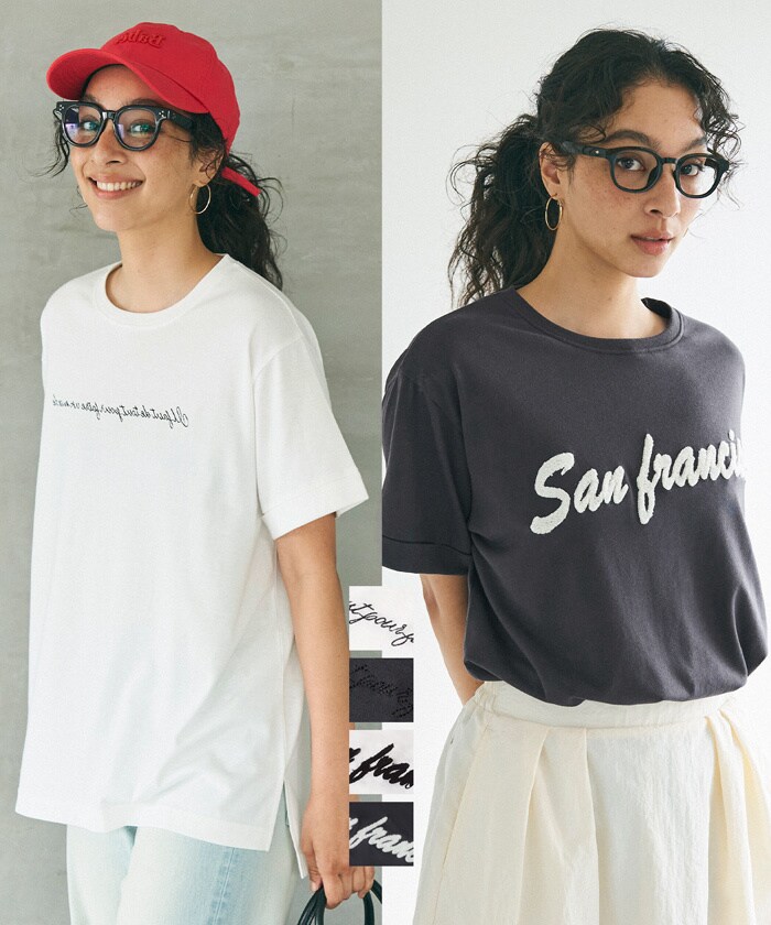 CCロゴビーズ刺繍ホワイトTシャツ ロゴTシャツ 刺繍 全4色 | コカ(coca) | マルイウェブチャネル