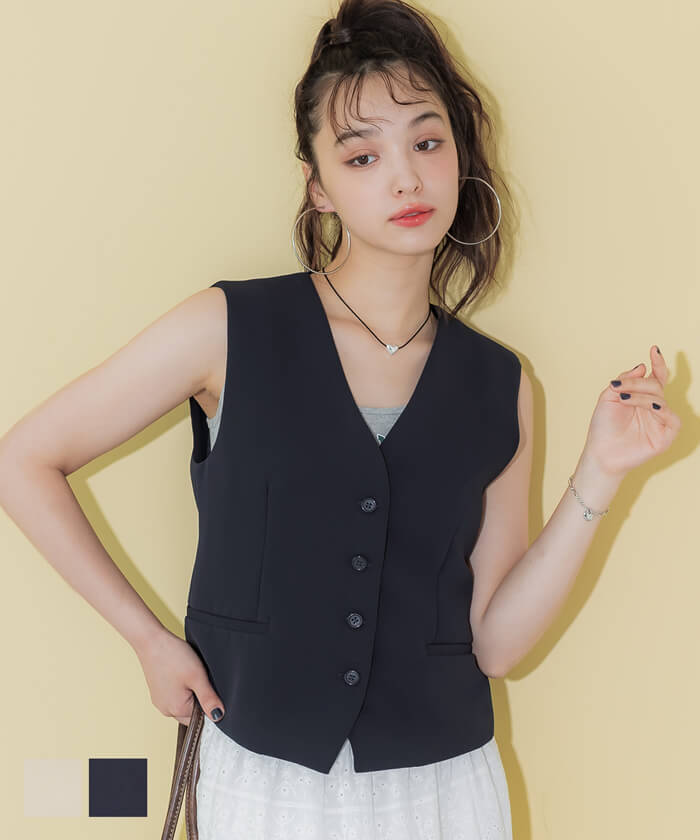Spick & Span リネンツイード Vネックベスト ≪追加3≫リネンツイードベスト | スピック＆スパン(Spick and