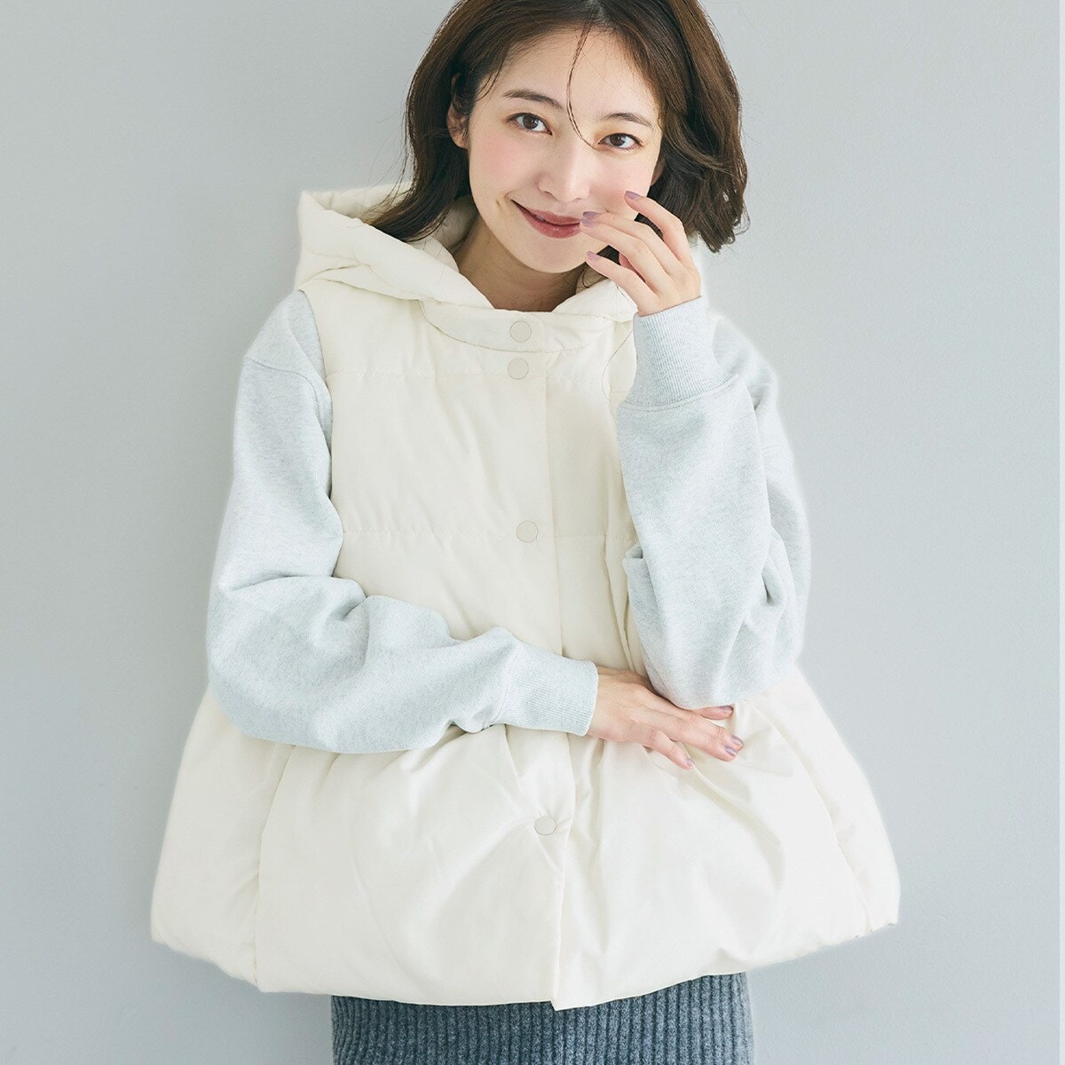 Les Copains レコパン 中綿ロングベスト フード付き【新品未使用