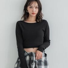 前後２WAYリブクロップドロンT 全4色