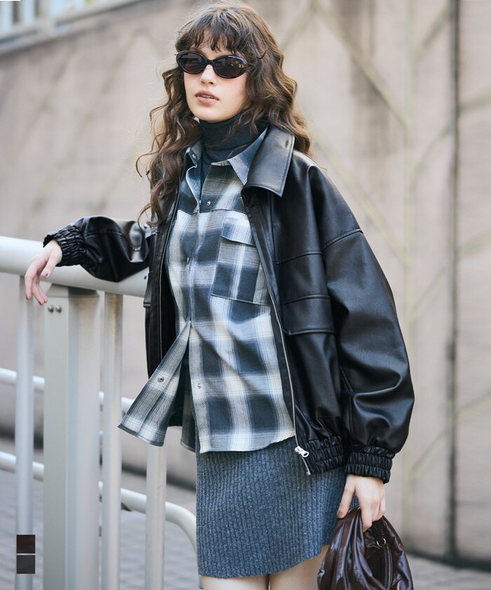 フェイクレザーオーバーサイズジャケット　新品未使用 フェイクレザーオーバーサイズジャケット 全2色 | コカ(coca) | マルイ