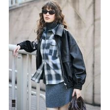 コカ(coca)のフェイクレザーオーバーサイズジャケット 全2色