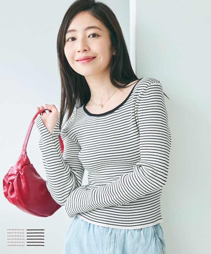 WEB限定セール】リブニットボートネックトップス 全2色 | コカ(coca