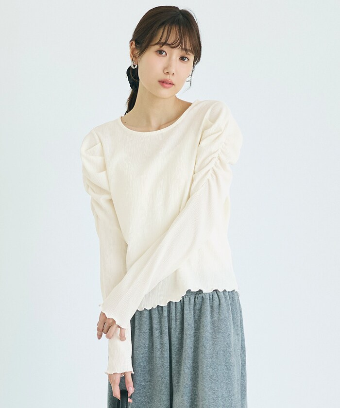 新色登場／ クレープシャーリングパフスリーブトップス 全4色 | コカ
