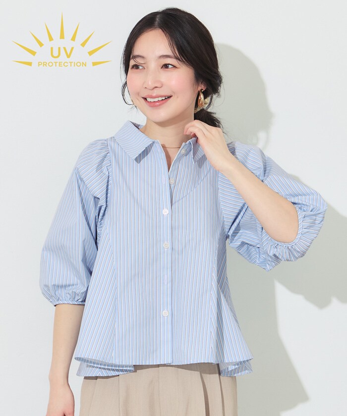 新色登場／【UVカット】パフスリーブフレアシャツ 全2色 | コカ(coca