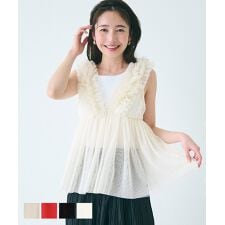 コカ(coca)のチュールVネックトップス 全4色