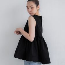裾スカラップノースリーブブラウス 全2色