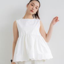 裾スカラップノースリーブブラウス 全2色