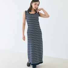 シャリ感レーヨンノースリーブニットワンピース 全2色
