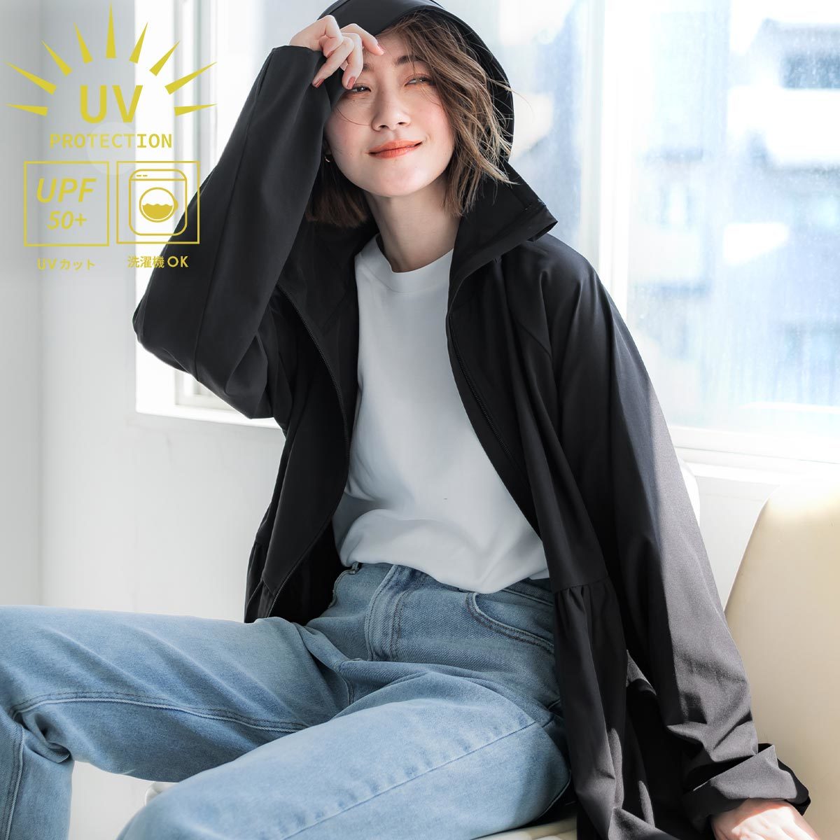 【人気完売2点】cocaUVカットギャザーパーカー ＆シアージョーゼットオーバー coca tシャツ UVカットギャザーパーカー レディース : ZOZOTOWN