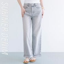 【接触冷感】サマーデニムロールアップパンツ 全2色
