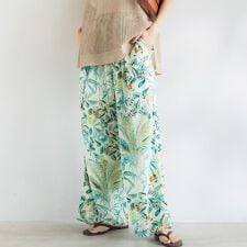 レーヨンボタニカル柄パンツ