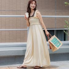 コカ(coca)の【シワが目立ちにくい】クレープシャーリングワンピース 全3色