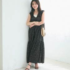 プリーツVネックワンピース