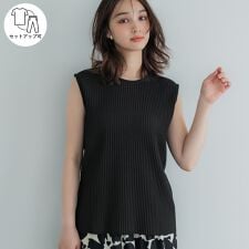 ジョーゼットプリーツノースリーブトップス 全2色