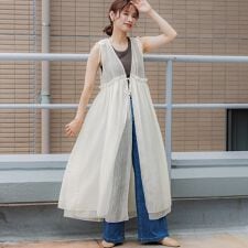 シアーギャザーロングジレ 全2色
