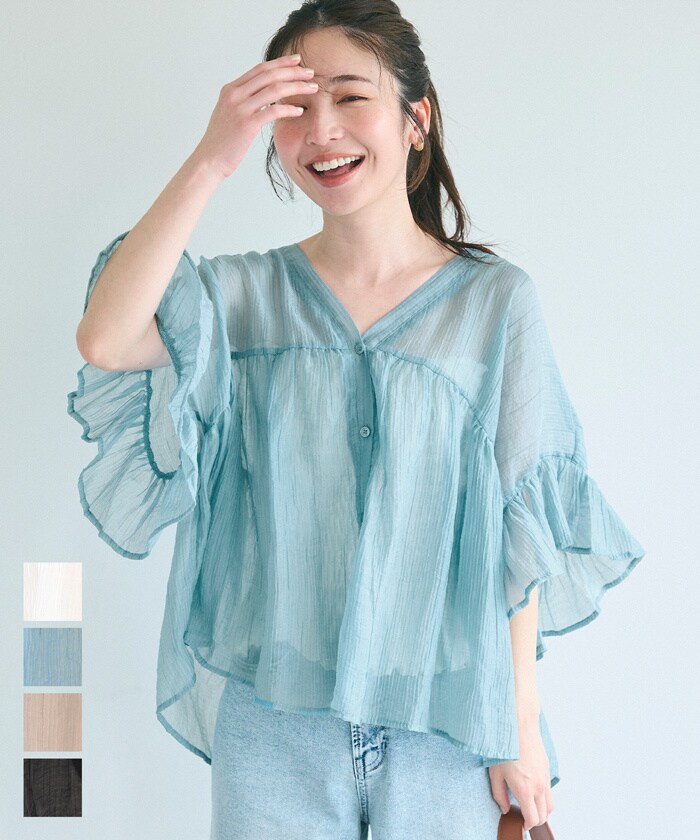【美品】SHIPS 接触冷感 手洗い可能ボウタイ ショート スリーブ ブラウス SHIPS（シップス）の「* 〈接触冷感 / 手洗い可能〉ボウタイ