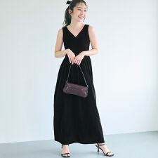 Vネックニットドレス  全2色