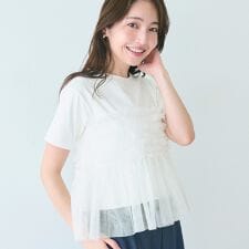 シルキータッチチュール ドッキングTシャツ 全2色