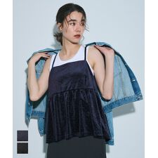 コカ(coca)のラインストーンベロアキャミソール 全2色