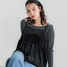 コカ(coca)のラインストーンベロアキャミソール 全2色